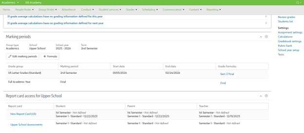 Manage report card access